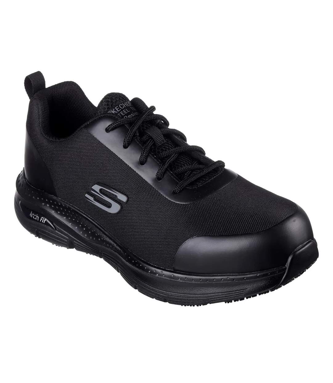 Mens Steel Toe Cap Safety Shoes Black Skechers-1