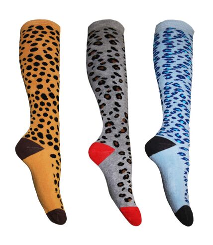Womens/Ladies Animal Print Welly Socks (3 Pairs) () - UTUT1300