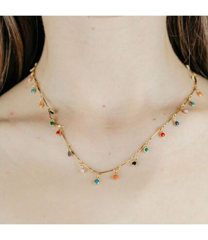 Gold and Silver Choker Dainty Colourful Mama Boho Dangly Charm Necklace