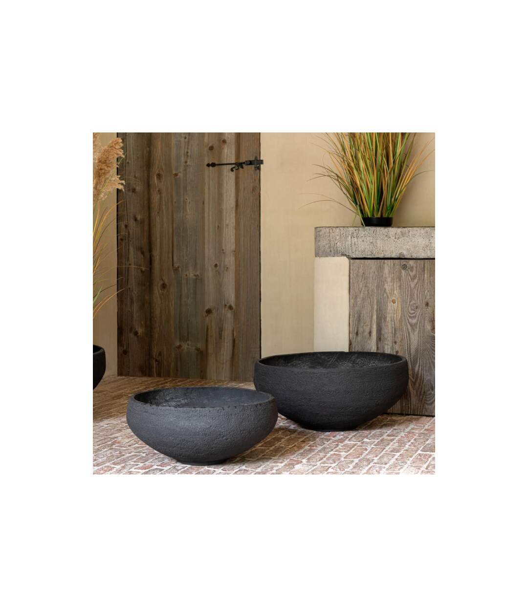 Lot de 3 Cache-Pots en Argile Abel 69cm Noir-3