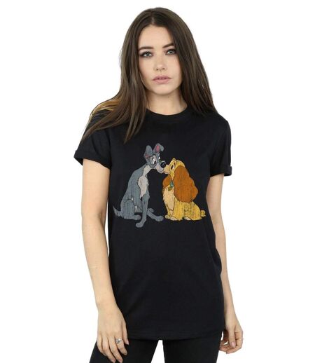 Disney - T-shirt LADY AND THE TRAMP DISTRESSED KISS - Femme (Noir) - UTBI17959