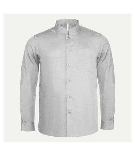 Kariban Mens Long Sleeve Mandarin Collar Shirt (White)