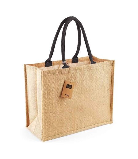 Westford Mill Classic Jute Shopper Bag (Natural/Black) (One Size) - UTRW9412