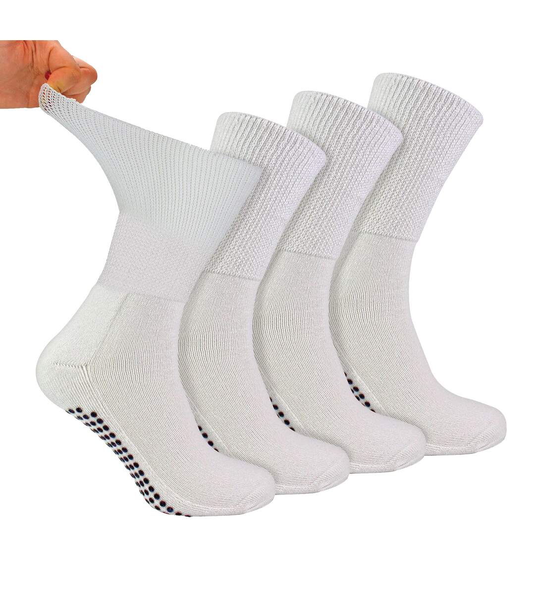 4 Paires Chaussettes Diabétiques Antidérapantes, Chaussettes Bambou Extra Large-1