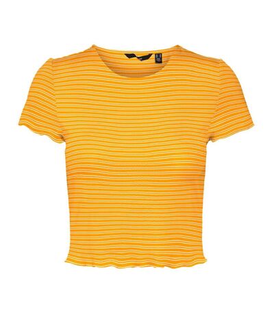 T-Shirt Blanc/Orange Femme Vero Moda Madi Jill - L