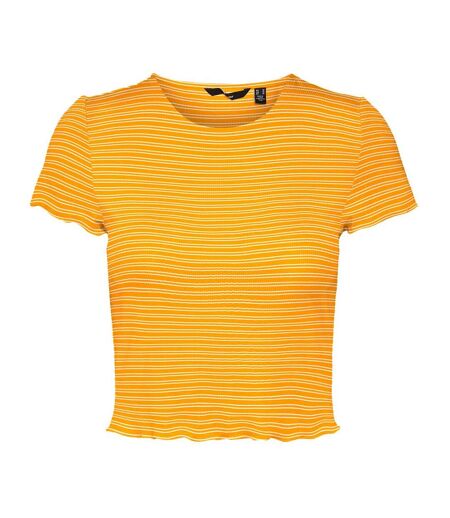 T-Shirt Blanc/Orange Femme Vero Moda Madi Jill - L