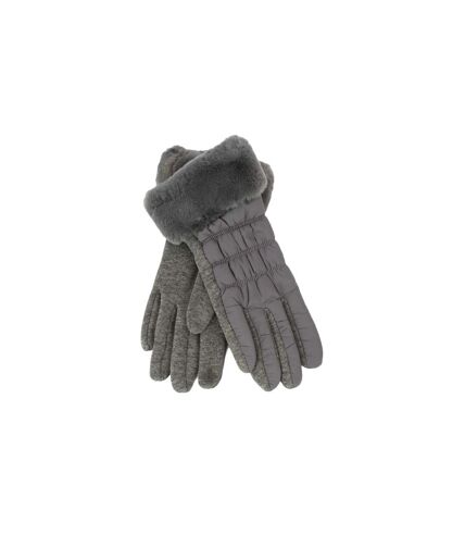 Eastern Counties Leather Womens/Ladies Giselle Faux Fur Cuff Gloves (Gray) (One size) - UTEL337