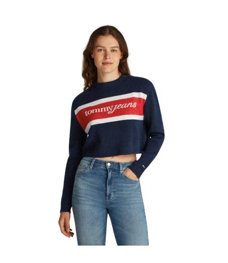 Sweat Motif/style Blocs De Couleurs Femme Bleu Marine Foncé Tommy Jeans
