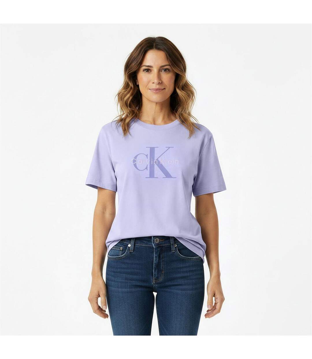 T-shirt Motif/style Logo Jeans Femme Gris Clair Calvin Klein-3