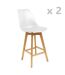 Lot de 2 Tabourets de bar en bois scandinave Home Factory - H. 105 cm - Blanc