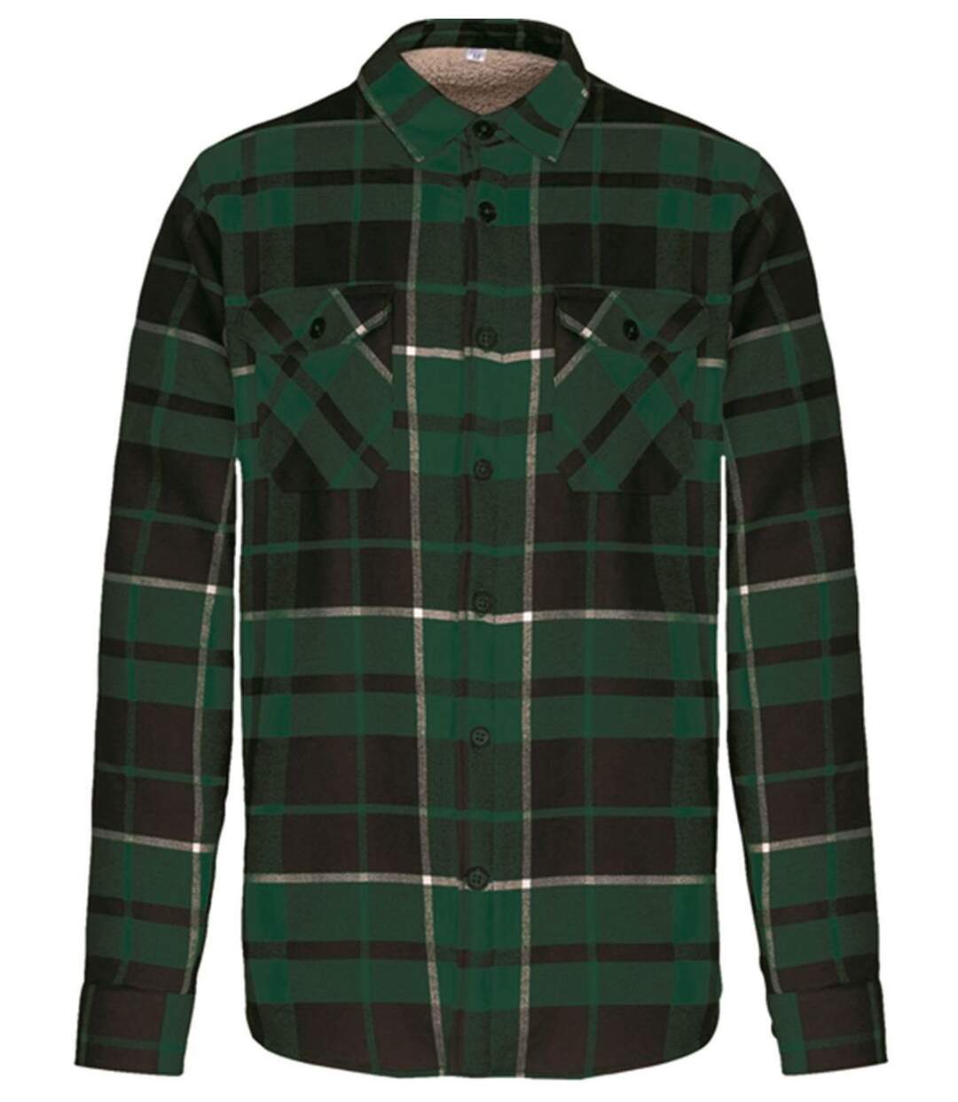 Surchemise à carreaux doublée sherpa - K579 - vert forêt - homme-1