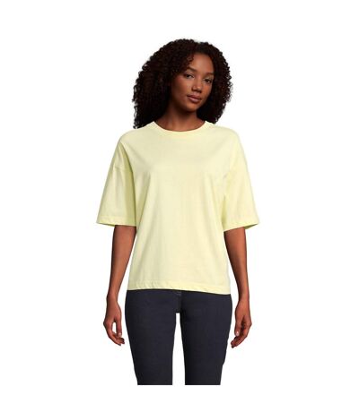 Womens/ladies Boxy Organic Oversized T-shirt Light Yellow SOLS