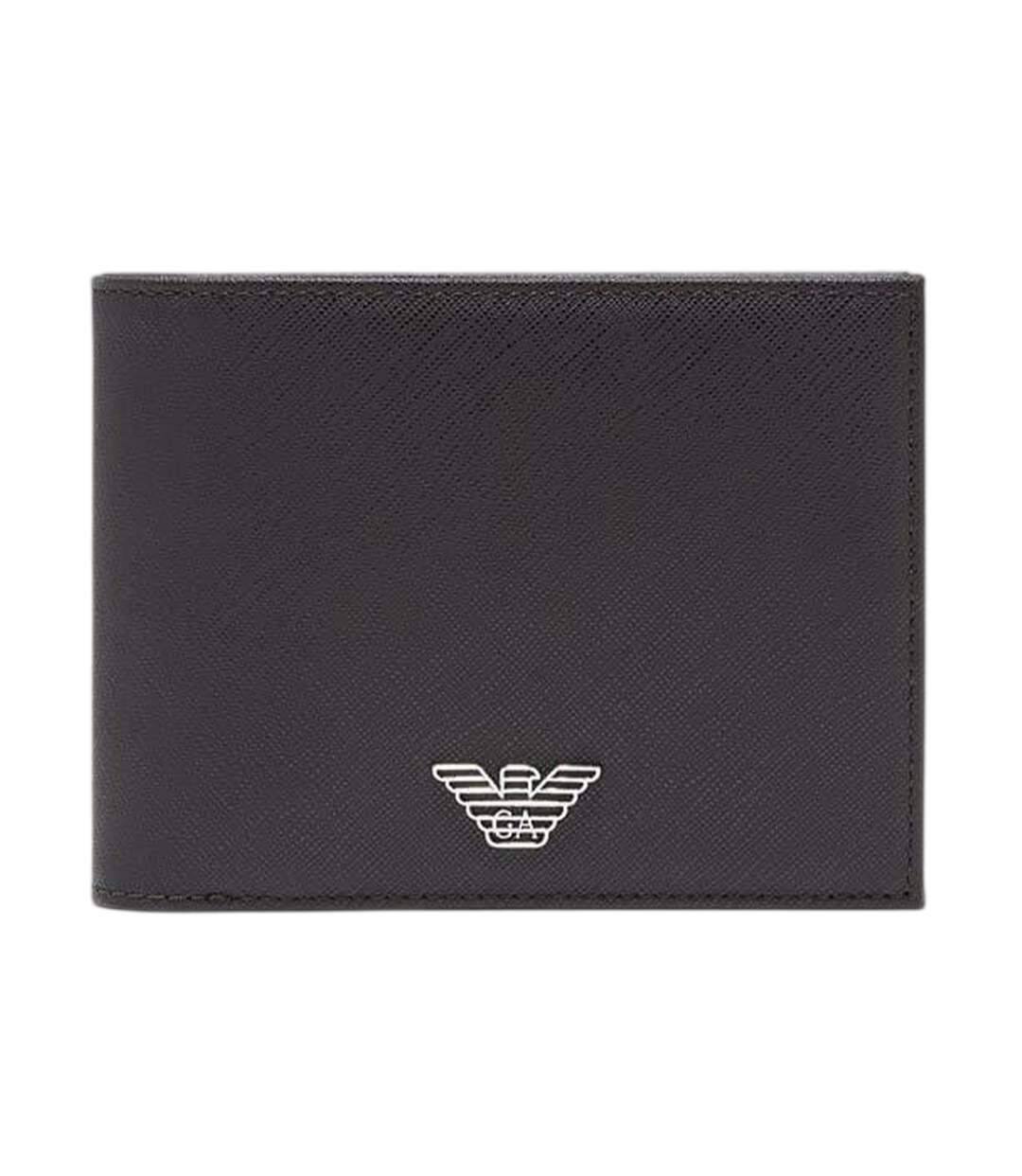 Portefeuille Motif/style Plié En 2 Taille Unique Noir Ébène Emporio Armani-1