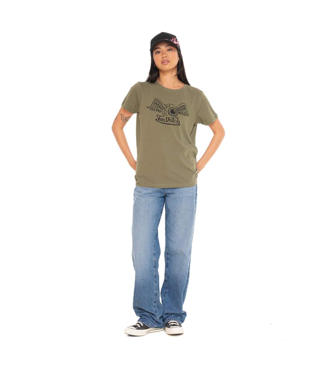 T-shirt femme col rond avec imprimé logo devant Retro Vondutch-4