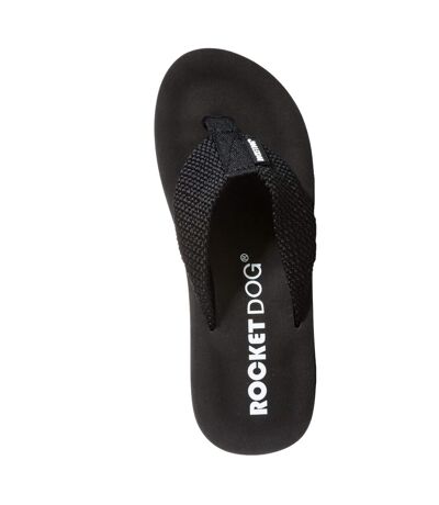 Womens/ladies Adios Plain Flip Flops Black Rocket Dog