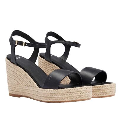 Womens/ladies Maderia Leather Wedge Sandals Black Boss
