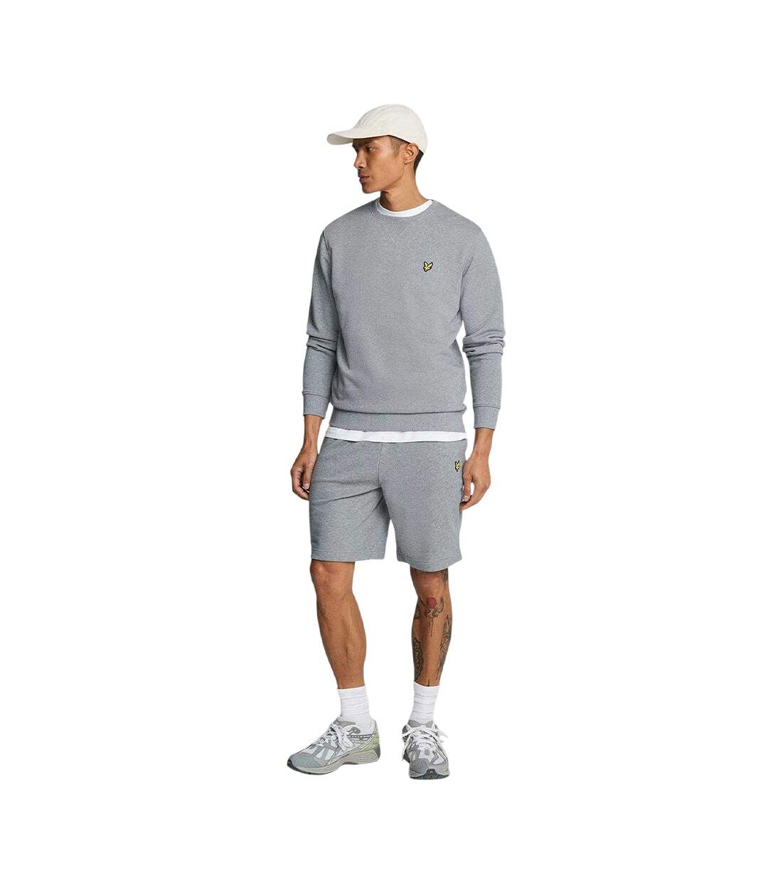 Mens Fleece Embroidered Logo Shorts Grey Lyle & Scott-2
