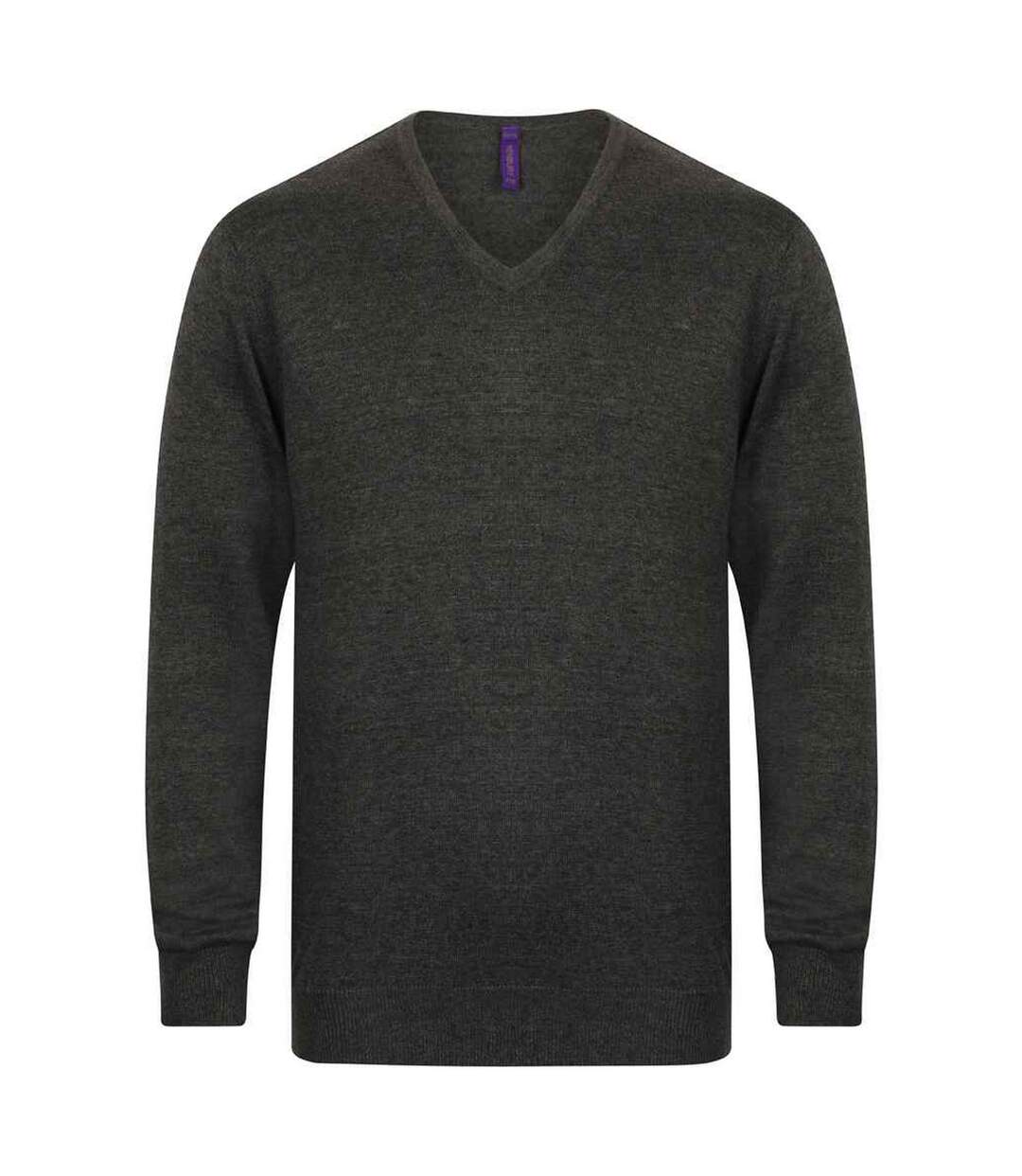 Mens cotton acrylic v neck sweatshirt grey marl Henbury-1