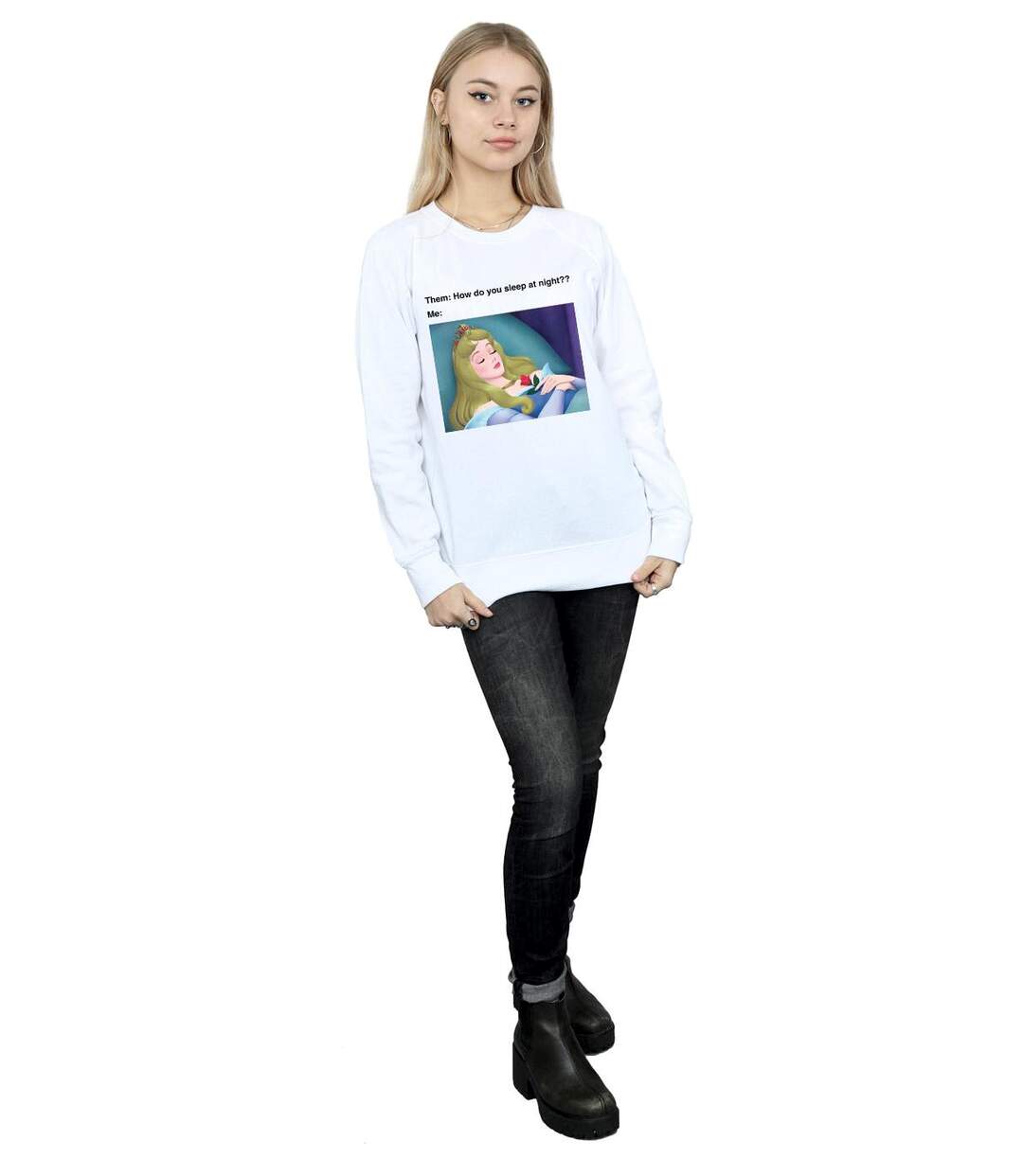 Disney Sweatshirt Womens/Ladies Sleeping Beauty Meme (Blanc) - UTBI12471-4