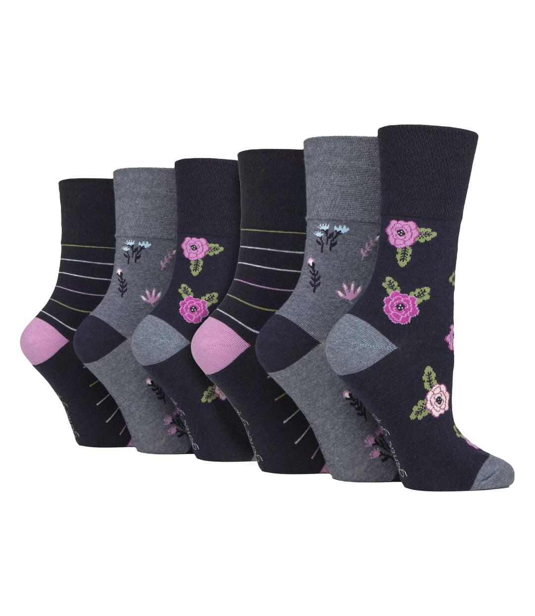Gentle Grip - 6 Paires Chaussettes Femme Coton Douces Sans Élastique-1