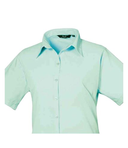 Womens/ladies poplin short-sleeved blouse aqua Premier