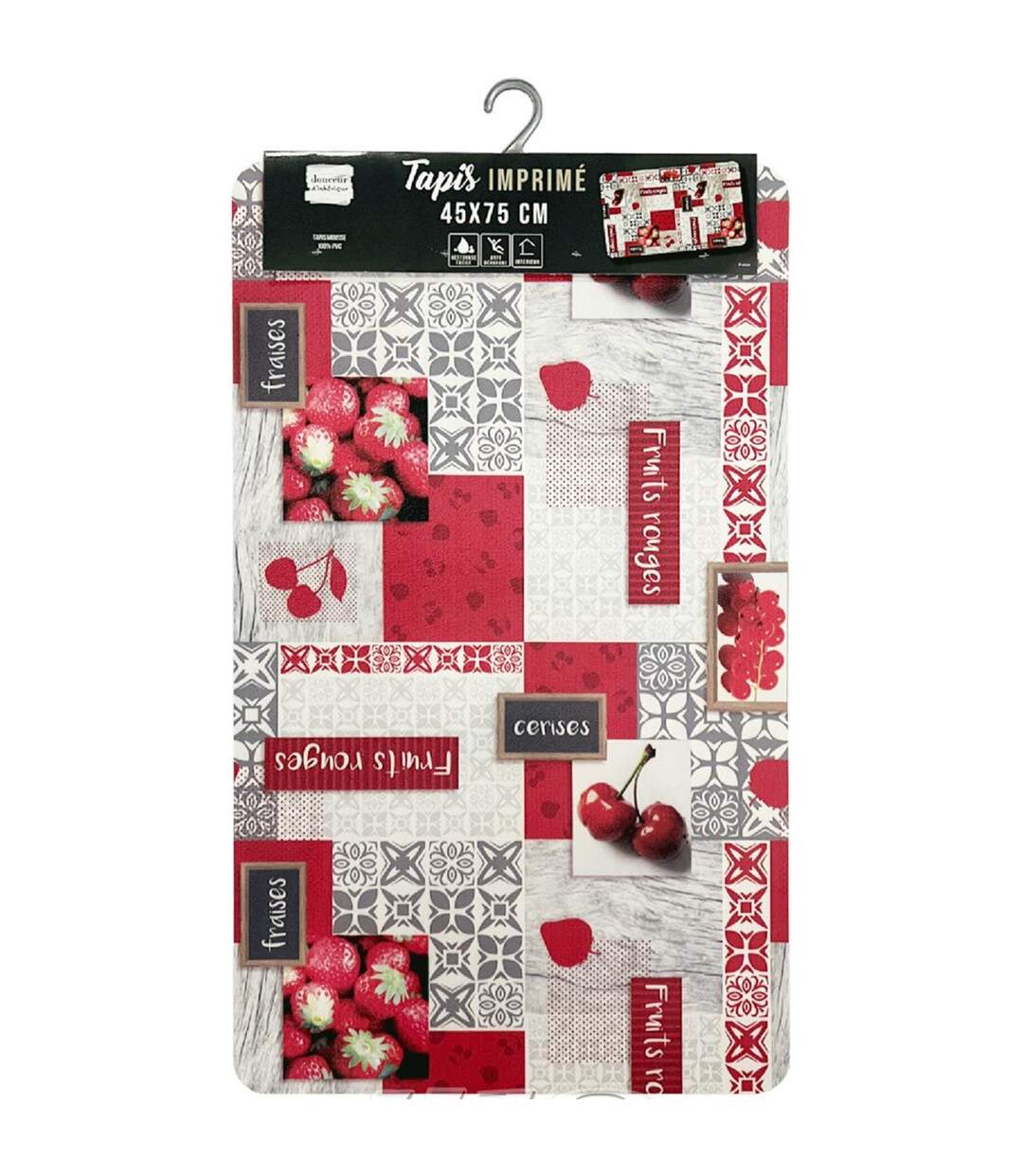 Tapis Déco Imprimé Fraisia 45x75cm Rouge-2