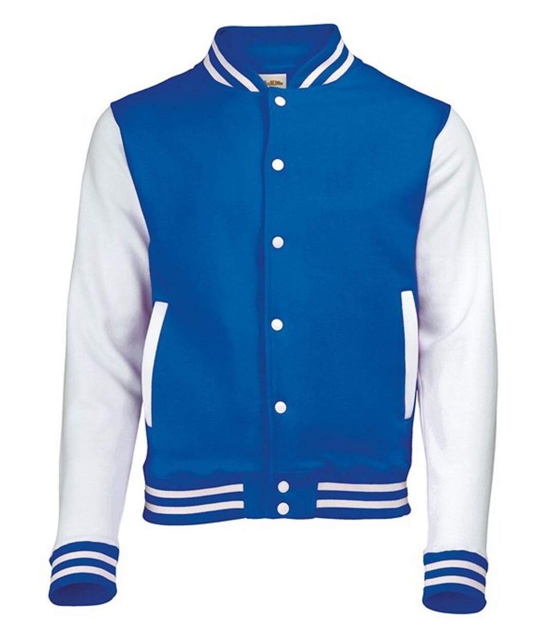 Veste teddy style collège américain université - JH043 - bleu roi et blanc