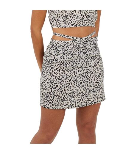 Mini Jupe Motif/style Imprimé Animal Femme Beige Noir Brave Soul