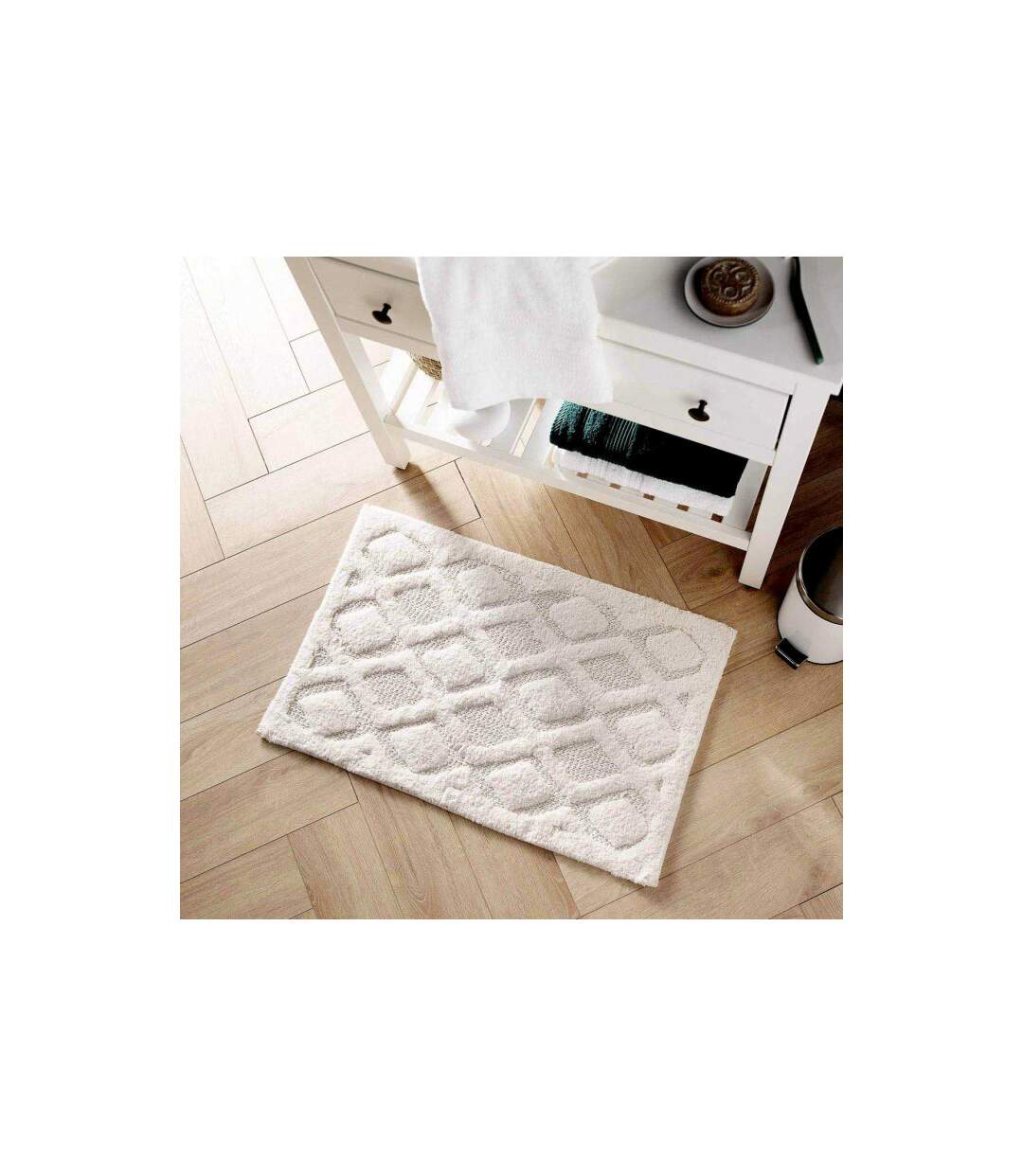 Tapis de Bain Jacquard Nemesis 50x80cm Blanc-5