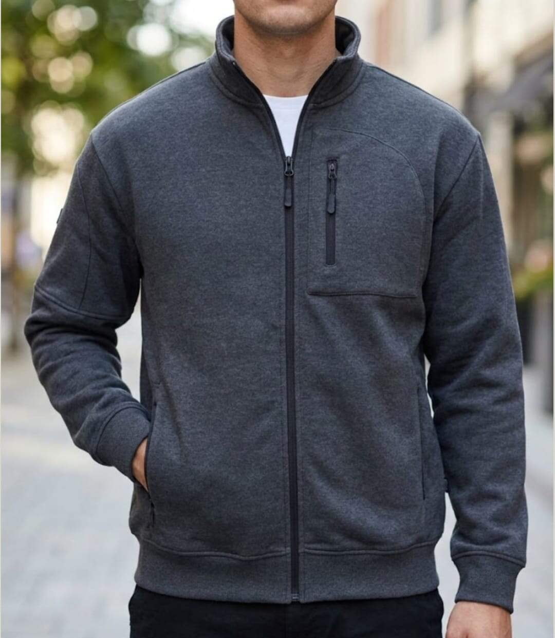 CHALLENGER CAPITAINE3 — Veste sweat zippée gris foncé : le confort pratique au quotidien-1