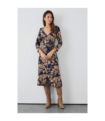 Principles Womens/Ladies Floral Wrap Midi Dress (Navy/Cream) - UTDH6680