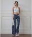 Jean skinny femme taille régulière bleue avec poches et finition soignée-5