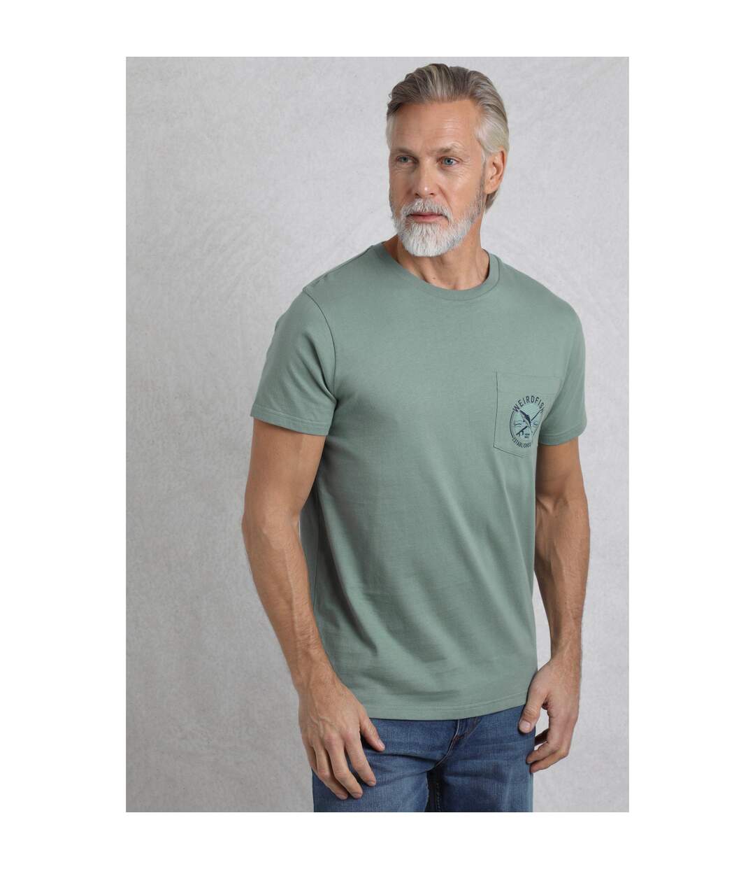 Mens tidal organic short-sleeved t-shirt dusty teal Weird Fish-3