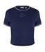 Womens/ladies Slim Crop Top Navy White Jack Wills-2