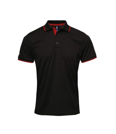 Polo Coolchecker Homme Noir Rouge Premier