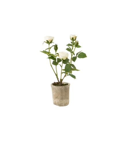 Plante Artificielle en Pot Rosier 39cm Blanc