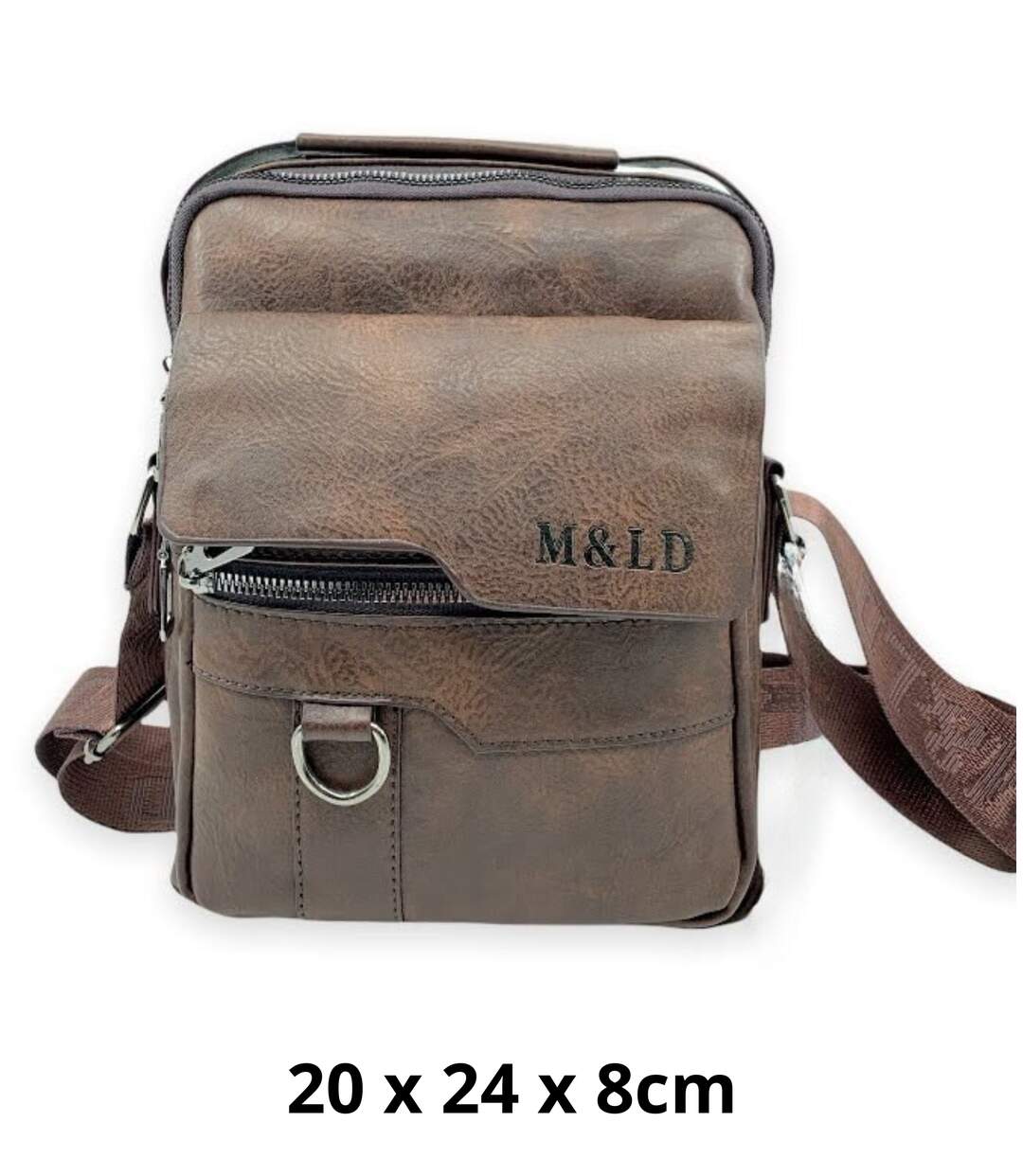 Sacoche bandoulière homme de couleur marron- Effet vieilli - Pratique et organisé-1