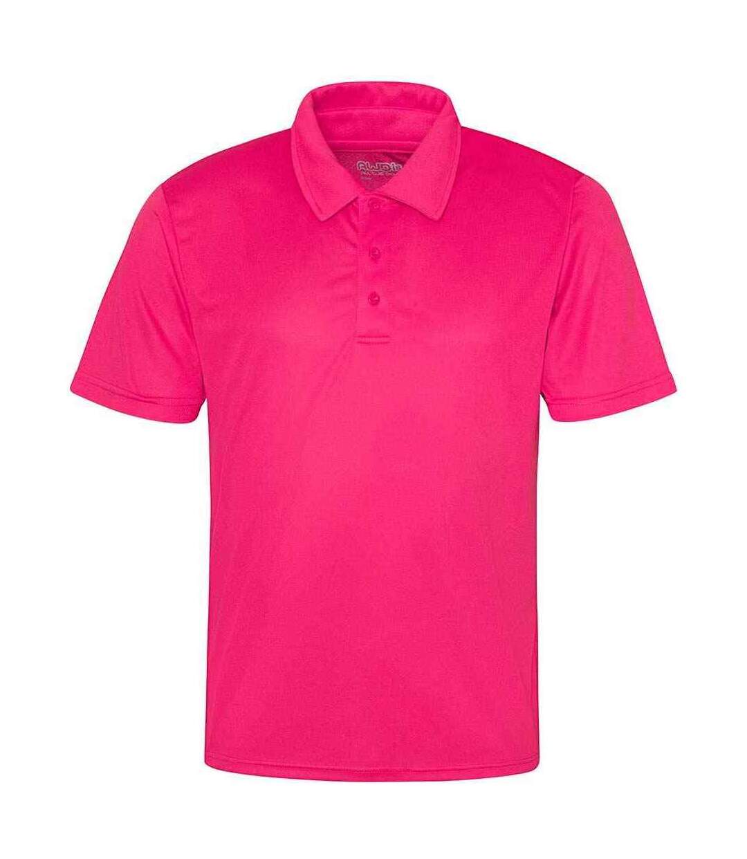 Mens moisture wicking polo shirt hot pink AWDis Cool-1