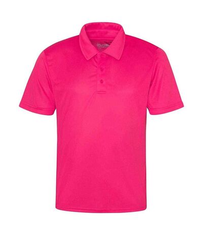 Mens moisture wicking polo shirt hot pink AWDis Cool