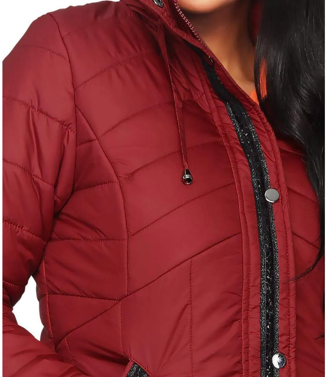 Doudoune bordeau pour femme - Manches longues, idéale pour un look décontracté et tendance-4