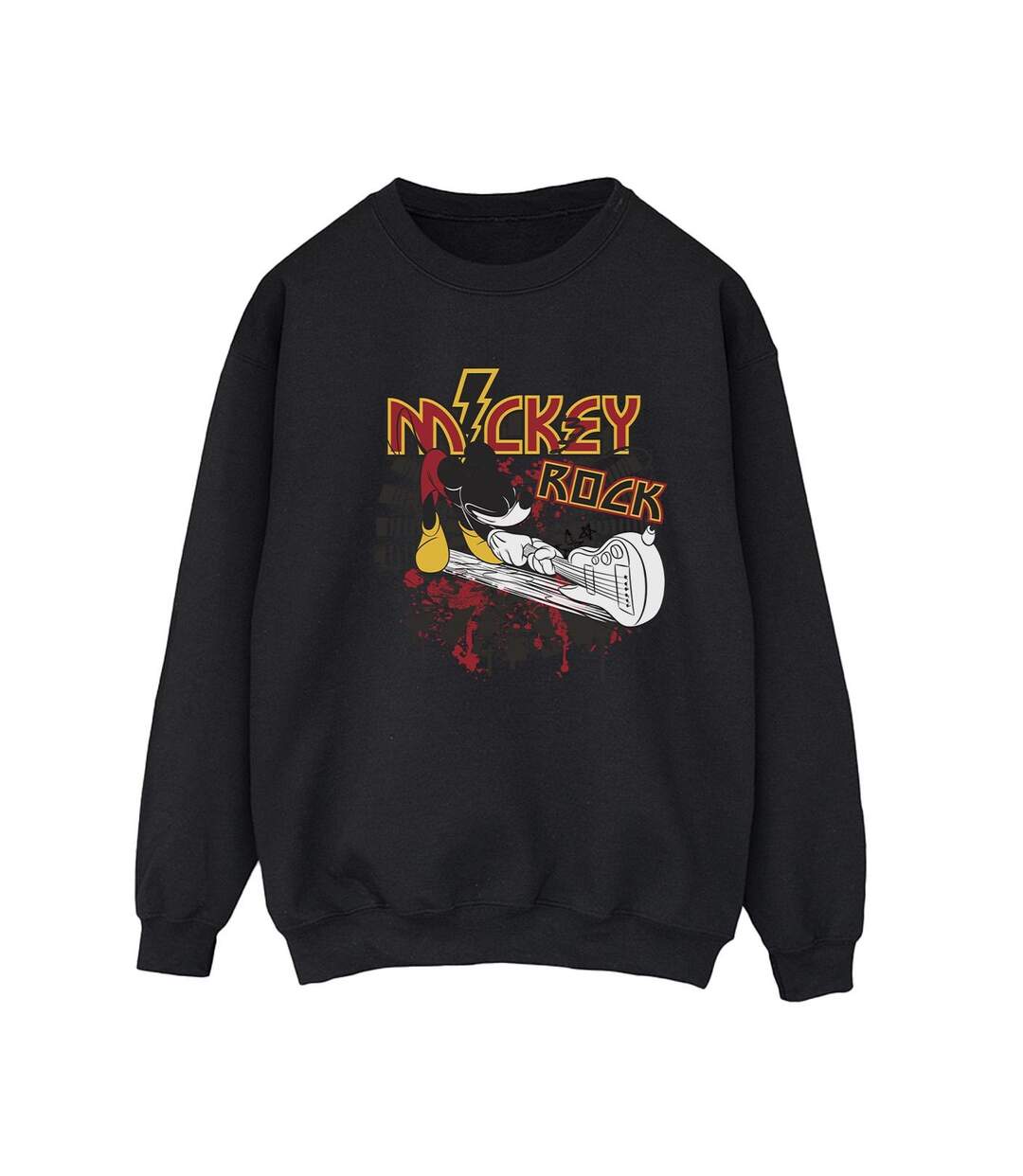 Disney Sweatshirt Womens/Ladies Mickey Mouse Smash Guitar Rock (Noir) - UTBI29215-1