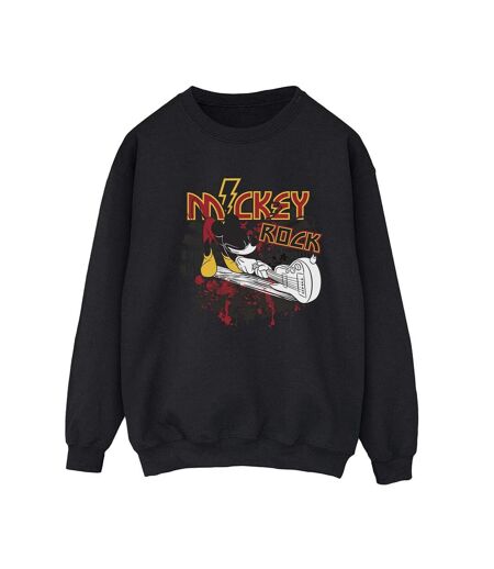 Disney Sweatshirt Womens/Ladies Mickey Mouse Smash Guitar Rock (Noir) - UTBI29215
