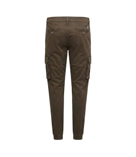Mens Frentons Cargo Trousers Khaki Crosshatch