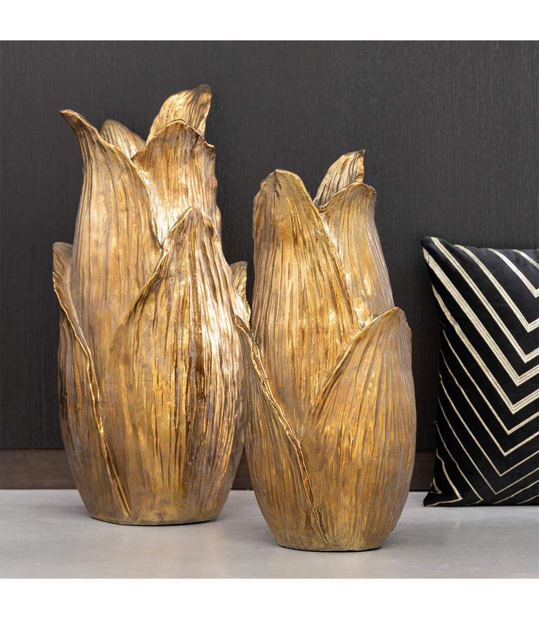 Vase Design Pétales Nebu 51cm Or-3