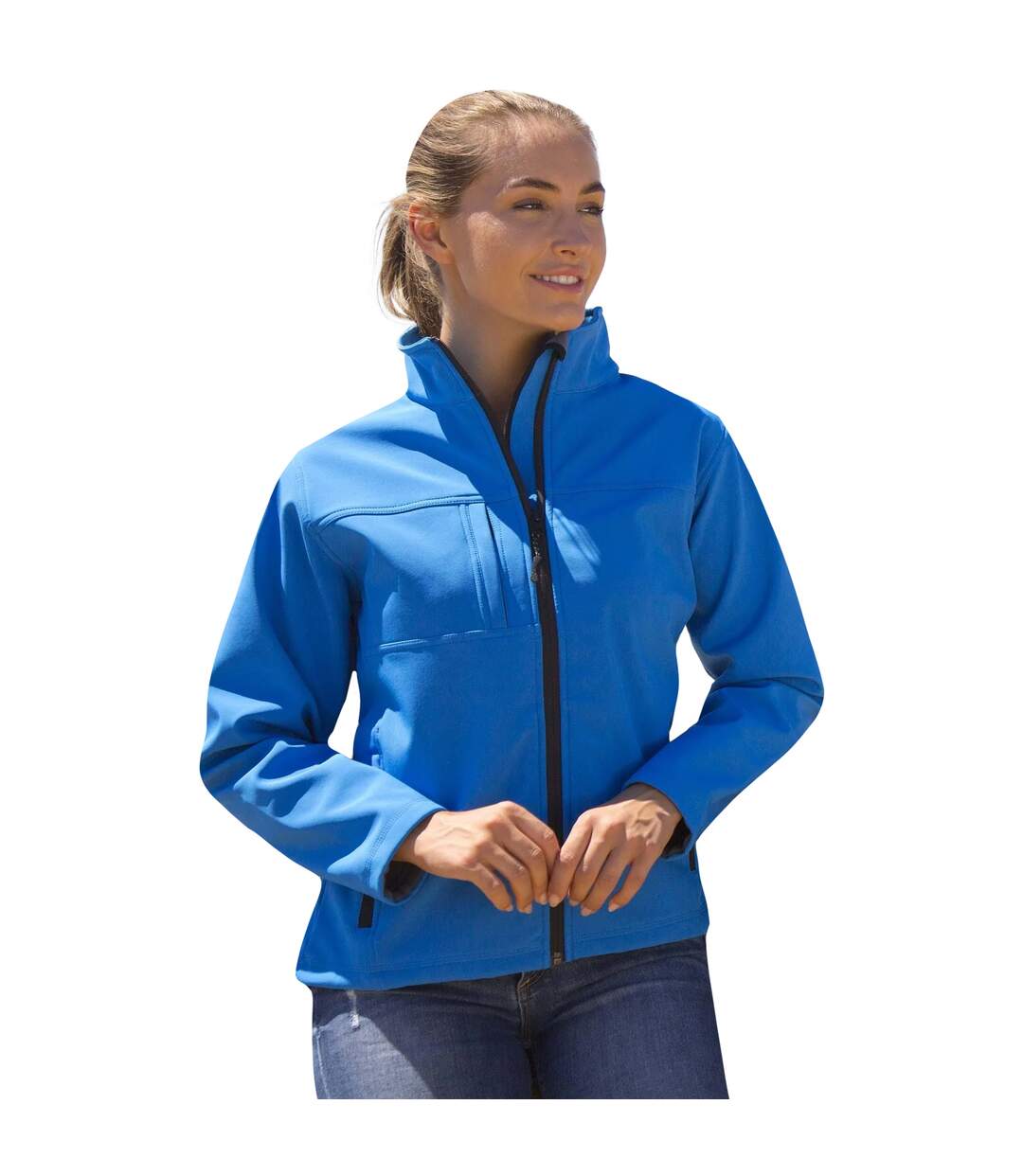 Womens/ladies Classic Soft Shell Jacket Azure Result-2
