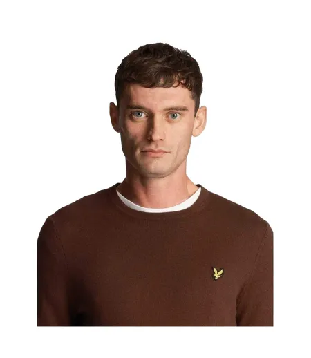 Pull Uni À Col Ras-du-cou Homme Marron Foncé Lyle & Scott