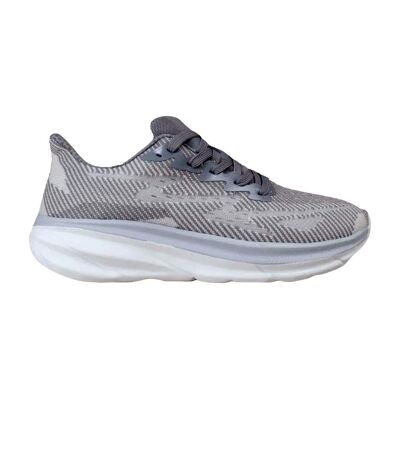 Womens/ladies track mesh lace up gym trainers white/grey Where´s That From