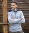 Bavlněný melírovaný pulovr se zipovým zapínáním u krku Atlas For Men