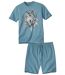 Men's Turquoise Pyjama Short Set