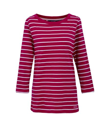 T-shirt baylette femme rose bonbon / blanc Regatta